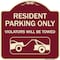 Signmission Resident Parking Violators Will Towed With Vehicle TowingAluminum Sign, 18" x 18", BU-1818-22980 A-DES-BU-1818-22980 - alternate 1